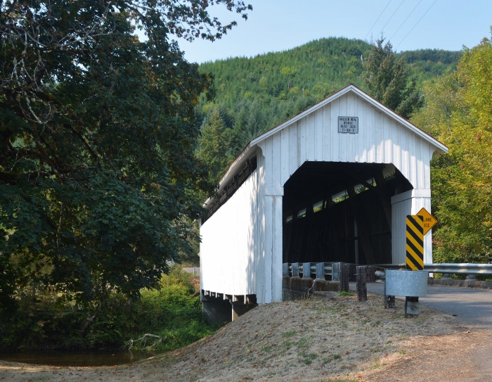 Nelson Mountain, white covered bridge